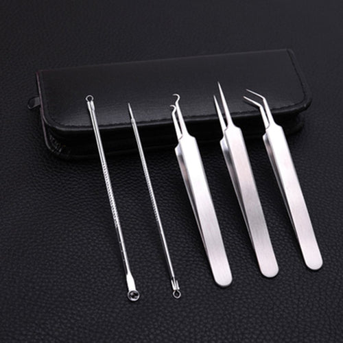 5PCS/set -  Stainless Steel Blackhead Blemish Acne Pimple Extractor Tool Set