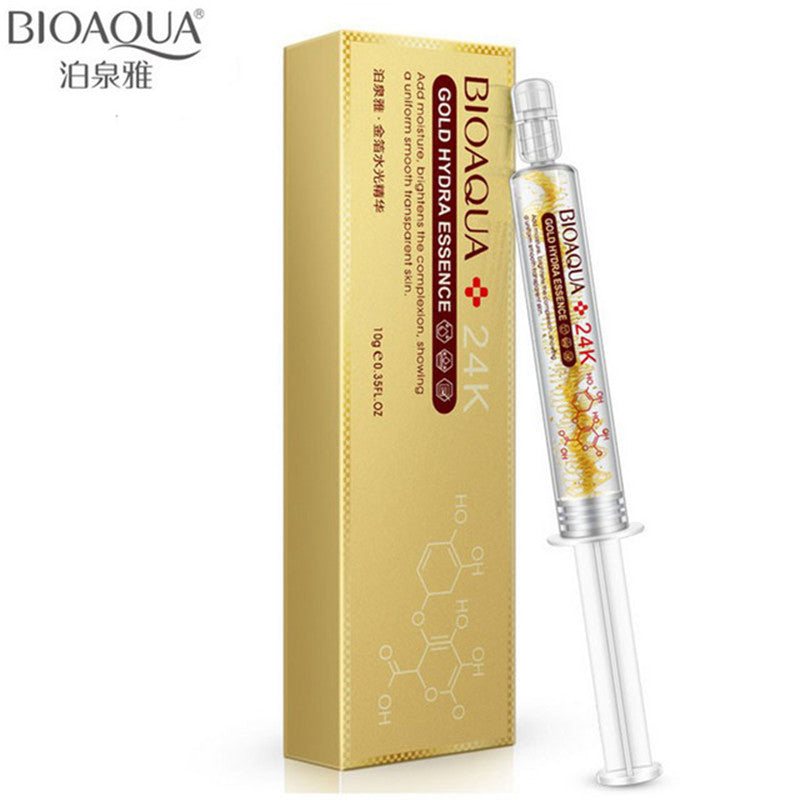 Bioaqua 24k Gold Foil Skin Care Brand Hyaluronic Acid Liquid Moisturizing Anti Wrinkle Anti Aging Collagen Essence Cream 10ml